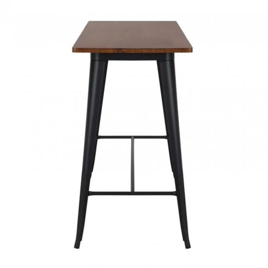 RELIX Wood Dark Oak Τραπέζι Bar-Pro, Μέταλλο Βαφή Μαύρο 120x60x102cm