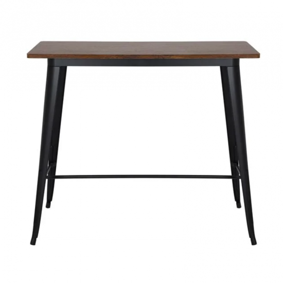 RELIX Wood Dark Oak Τραπέζι Bar-Pro, Μέταλλο Βαφή Μαύρο 120x60x102cm