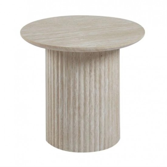 DIAZ Set-2 Τραπεζάκια Σαλονιού-Καθιστικού, ΜDF Απόχρωση Natural Stone Φ50+Φ80cm