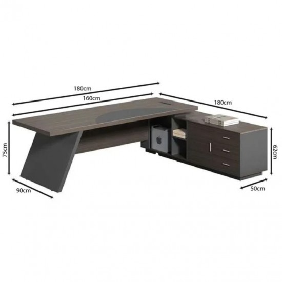 MASTER Γραφείο Δεξιά Γωνία, Απόχρωση Grey Walnut 180x180x75cm