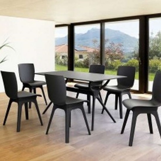 AIR ΤΡΑΠΕΖΙ 140Χ80εκ. BLACK LAMINATE 12mm-SIESTA-AIR-TRAPEZI-