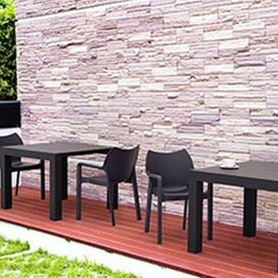 VEGAS DARK GREY 100X100/140εκ. ΕΠΕΚΤ. ΤΡΑΠΕΖΙ ΠΟΛ/ΝΙΟΥ