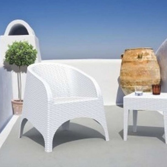 MIAMI WHITE ΤΡΑΠΕΖΙ ΠΟΛ/ΝΙΟΥ 45Χ45Χ45εκ.