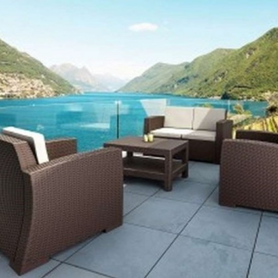 MONACO BROWN ΣΕΤ 2ΘΕΣΙΟΥ ΚΑΝΑΠΕ ΜΕ ΜΑΞ. ΠΟΛ/ΝΙΟΥ