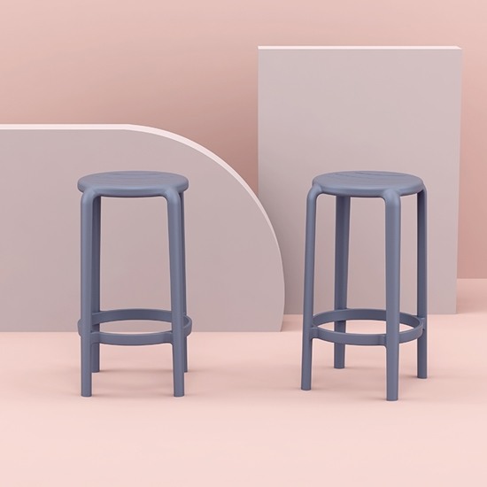 TOM 65εκ. ΣΚΑΜΠΟ BAR DARK GREY ΠΟΛ/ΝΙΟΥ 36X36X65εκ.