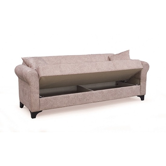 AZUR 3ΘΕΣΙΟΣ ΚΑΝΑΠΕΣ/ΚΡΕΒΑΤΙ ΜΕ ΑΠΟΘ.ΧΩΡΟ LIGHT BROWN ΥΦΑΣΜΑ