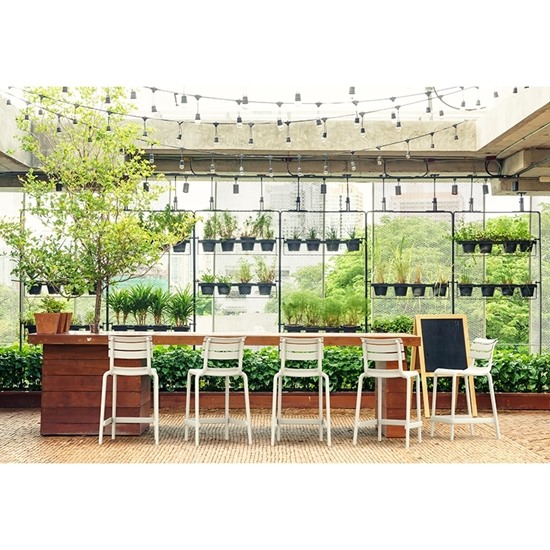 HELEN Σκαμπό Μπαρ Πολυπροπυλένιο Λευκό 52x55x65/95εκ.