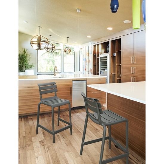 HELEN Σκαμπό Μπαρ Πολυπροπυλένιο Σκούρο Γκρι 52x55x65/95εκ.