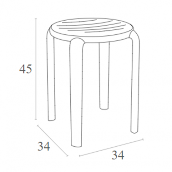 TOM 45εκ. ΣΚΑΜΠΟ TAUPE ΠΟΛ/ΝΙΟΥ 34x34x45εκ.
