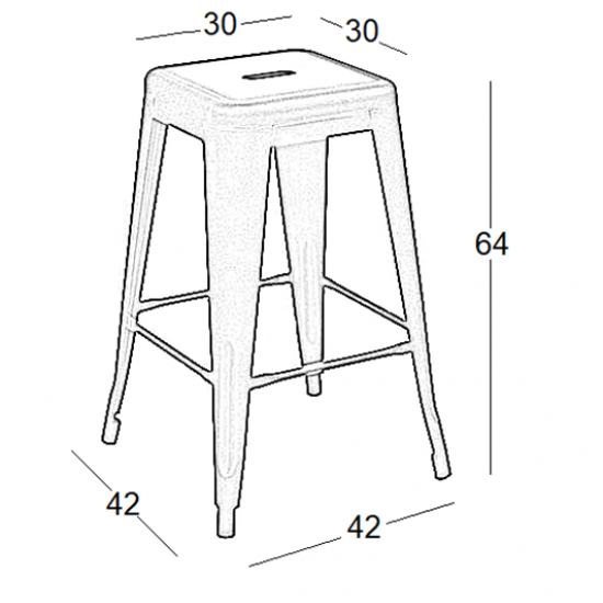 TEXAS ΣΚΑΜΠΟ 64εκ. ΧΩΡΙΣ ΠΛΑΤΗ ΜΑΥΡΟ ΜΑΤ ΜΕΤΑΛΛΙΚΟ