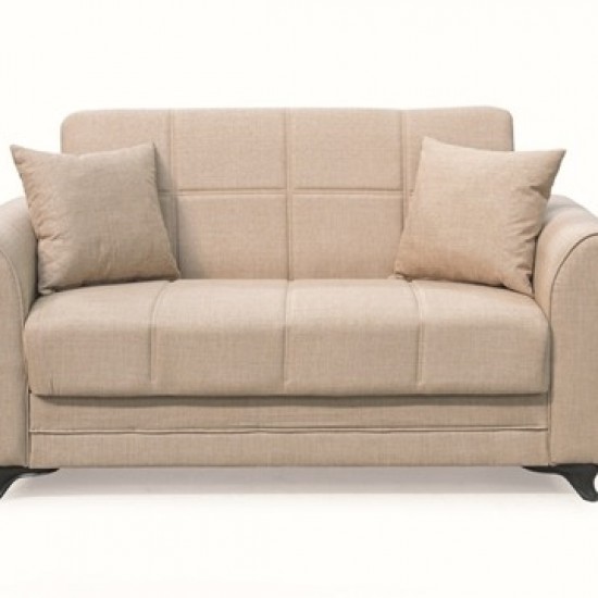 LENA LIGHT BROWN ΥΦΑΣΜΑ 2ΘΕΣΙΟΣ ΚΑΝΑΠΕΣ/ΚΡΕΒΑΤΙ ΜΕ ΑΠΟΘ.ΧΩΡΟ 150Χ80εκ.