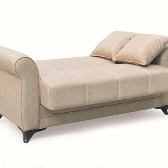 LENA LIGHT BROWN ΥΦΑΣΜΑ 2ΘΕΣΙΟΣ ΚΑΝΑΠΕΣ/ΚΡΕΒΑΤΙ ΜΕ ΑΠΟΘ.ΧΩΡΟ 150Χ80εκ.