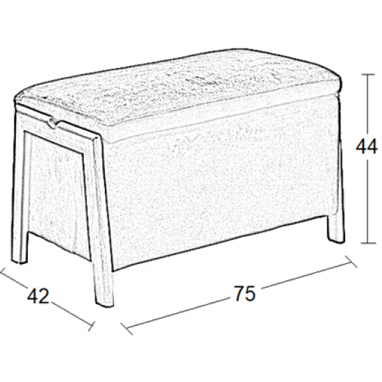 DALI ΣΚΑΜΠΟ VELVET BEIGE ΜΕ ΑΠΟΘΗΚΕΥΤΙΚΟ ΧΩΡΟ 75X42X44εκ.