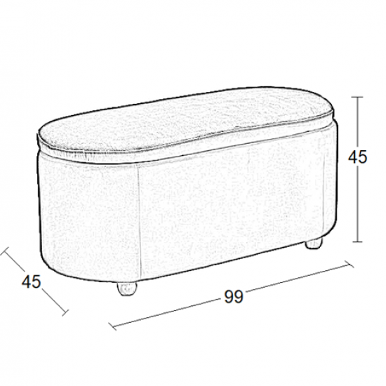 FOSTER ΣΚΑΜΠΟ VELVET GREY ΜΕ ΑΠΟΘΗΚΕΥΤΙΚΟ  ΧΩΡΟ 99Χ45X45εκ.