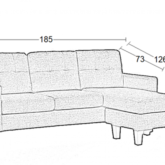 LIANA S DARK GREY ΥΦΑΣΜΑ ΓΩΝΙΑ 185Χ126X84εκ.