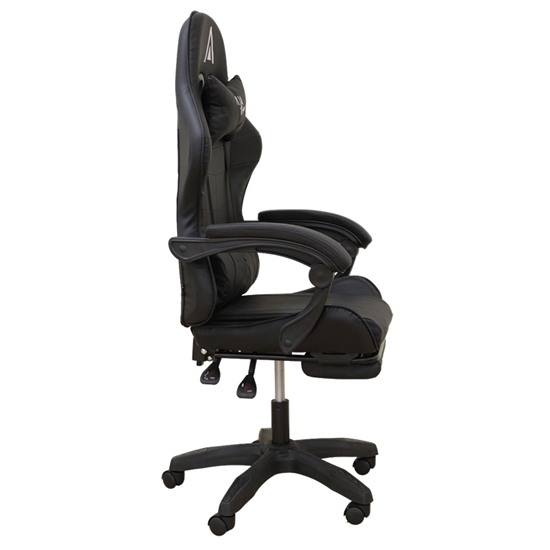 ΜΑΥΡΟ PVC ΠΟΛΥΘΡΟΝΑ GAMING/ΜΕ ΥΠΟΠΟΔΙΟ 61Χ62Χ45-118/54-127εκ.