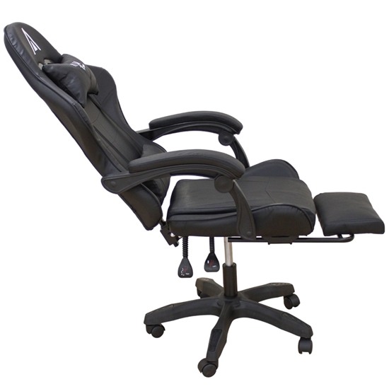 ΜΑΥΡΟ PVC ΠΟΛΥΘΡΟΝΑ GAMING/ΜΕ ΥΠΟΠΟΔΙΟ 61Χ62Χ45-118/54-127εκ.