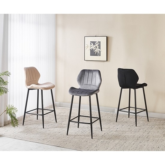 DYLAN GREY VELVET ΥΦΑΣΜΑ 65εκ. ΣΚΑΜΠΟ ΜΕΤΑΛΛΙΚΟ 46X45X65-95εκ.