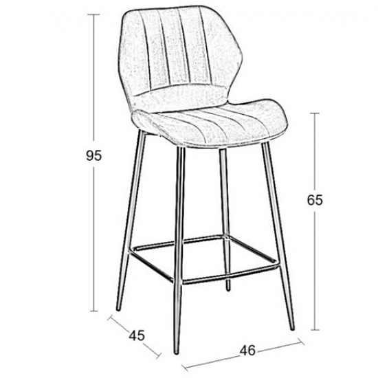 DYLAN GREY VELVET ΥΦΑΣΜΑ 65εκ. ΣΚΑΜΠΟ ΜΕΤΑΛΛΙΚΟ 46X45X65-95εκ.