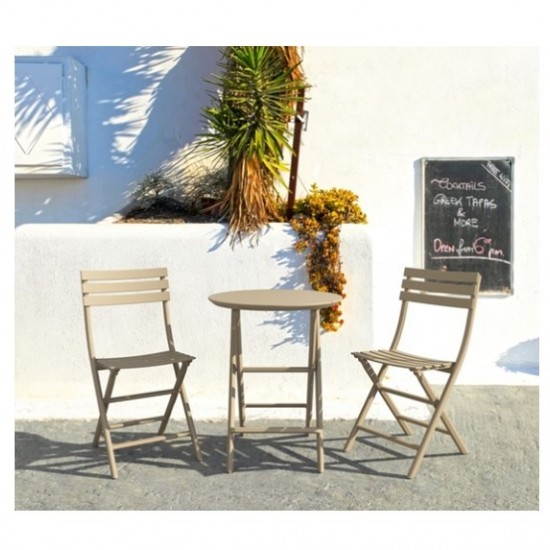 HELEN TAUPE ΤΡΑΠΕΖΙ ΠΤΥΣ/ΝΟ ΠΟΛ/ΝΙΟΥ Φ60x74εκ.