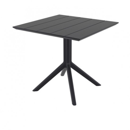 PARIS Τραπέζι Πολυπροπυλένιο Μαύρο 80x80x74εκ.