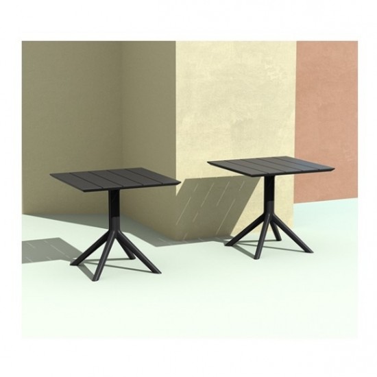 PARIS Τραπέζι Πολυπροπυλένιο Μαύρο 80x80x74εκ.