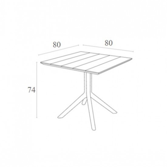 PARIS Τραπέζι Πολυπροπυλένιο Μαύρο 80x80x74εκ.