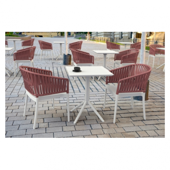 PORTOFINO WHITE/MARSALA ΠΟΛΥΘΡΟΝΑ ΠΟΛ/ΝΙΟΥ 58x58x80εκ.