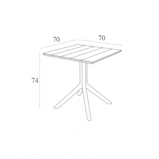 PARIS Τραπέζι Πολυπροπυλένιο Μαύρο 70x70x74εκ.