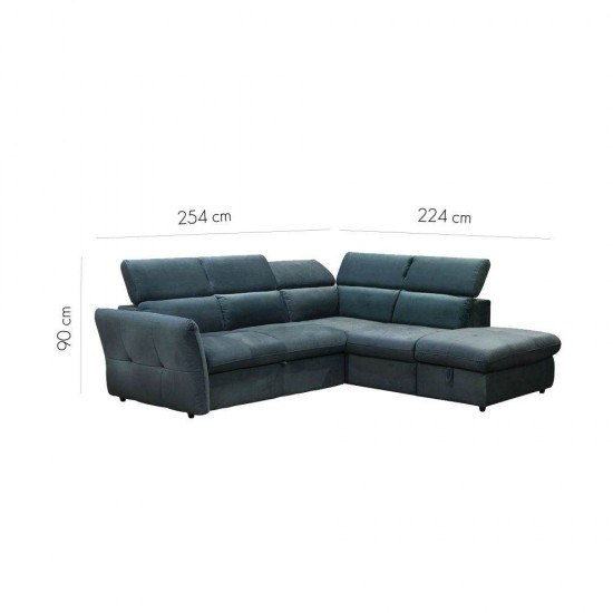 MONSERAT ΚΑΝΑΠΕΣ ΚΡΕΒΑΤΙ ΓΩΝΙΑ ΔΕΞΙΑ PETROL 254x224xH90cm MONSERAT ΚΑΝΑΠΕΣ ΚΡΕΒΑΤΙ ΓΩΝΙΑ ΔΕΞΙΑ PETROL 254x224xH90cm