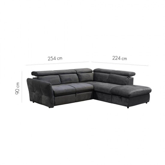 MONSERAT ΚΑΝΑΠΕΣ ΚΡΕΒΑΤΙ ΓΩΝΙΑ ΔΕΞΙΑ ΑΝΘΡΑΚΙ 254x224xH90cm MONSERAT ΚΑΝΑΠΕΣ ΚΡΕΒΑΤΙ ΓΩΝΙΑ ΔΕΞΙΑ ΑΝΘΡΑΚΙ 254x224xH90cm