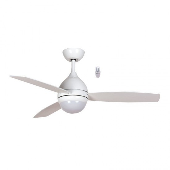 Ανεμιστήρας Οροφής 48'' 120εκ. Με τηλεχειριστήριο 1 Φως LED 3Φτερά Λευκός