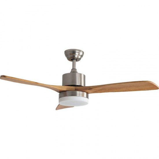 Ανεμιστήρας Οροφής 52'' 130εκ. Με Τηλεχειριστήριο 1Φως LED 3Φτερά Καφέ-Inox