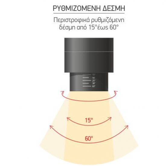 SPOT ΡΑΓΑΣ LED ΡΥΘΜΙΖΟΜΕΝΗΣ ΔΕΣΜΗΣ ΑΛΟΥΜΙΝΙΟΥ ΛΕΥΚΟ 30W 3000K