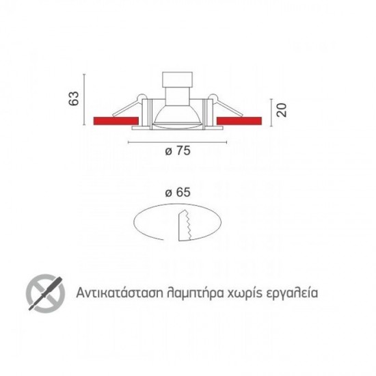 MINI ΣΠΟΤ ΧΩΝΕΥΤO ΑΛΟΥΜΙΝΙΟ ΝΙΚΕΛ ΜΑΤ GU10