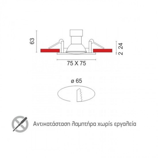 SQUARE ΣΠΟΤ ΧΩΝΕΥΤO ΣΤΑΘΕΡΟ ΑΛΟΥΜΙΝΙΟ ΝΙΚΕΛ ΜΑΤ GU10