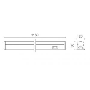 ΓΡΑΜΜΙΚΟ ΦΩΤΙΣΤΙΚΟ LED ΜΕ ΔΙΑΚΟΠΤΗ 14W 3000K