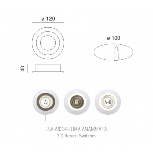 MILL ΧΩΝΕΥΤΟ LED ΟΡΟΦΗΣ 12W 4000/3000K ΑΛΟΥΜΙΝΙΟ ΛΕΥΚΟ