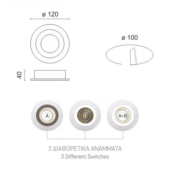 MILL ΧΩΝΕΥΤΟ LED ΟΡΟΦΗΣ 12W 4000/3000K ΑΛΟΥΜΙΝΙΟ ΛΕΥΚΟ