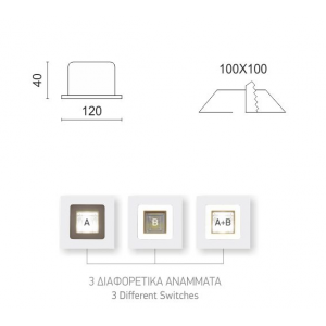 SALLOW ΧΩΝΕΥΤΟ LED ΟΡΟΦΗΣ 12W ΑΛΟΥΜΙΝΙΟ ΛΕΥΚΟ 4000/3000K