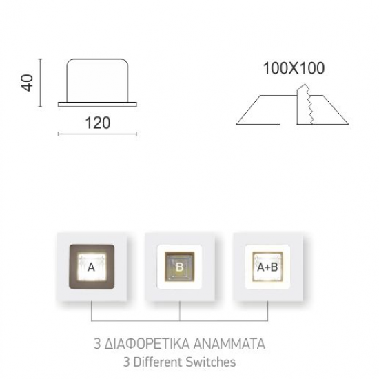 SALLOW ΧΩΝΕΥΤΟ LED ΟΡΟΦΗΣ 12W ΑΛΟΥΜΙΝΙΟ ΛΕΥΚΟ 4000/3000K