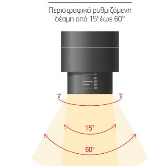 SPOT ΡΑΓΑΣ LED ΡΥΘΜΙΖΟΜΕΝΗΣ ΔΕΣΜΗΣ ΑΛΟΥΜΙΝΙΟ ΜΑΥΡΟ 30W 3000K