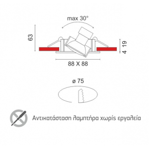 SQUARE ΣΠΟΤ ΧΩΝΕΥΤO ΠΕΡΙΣΤΡΕΦΟΜΕΝΟ ΑΛΟΥΜΙΝΙΟ ΝΙΚΕΛ ΜΑΤ GU10