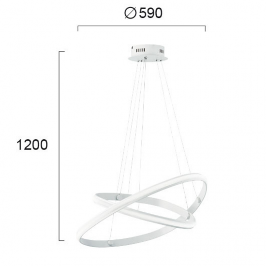 COZI ΚΡΕΜΑΣΤΟ ΜΕΤΑΛΛΙΚΟ ΦΩΤΙΣΤΙΚΟ LED ΛΕΥΚΟ 3000K Φ59cm