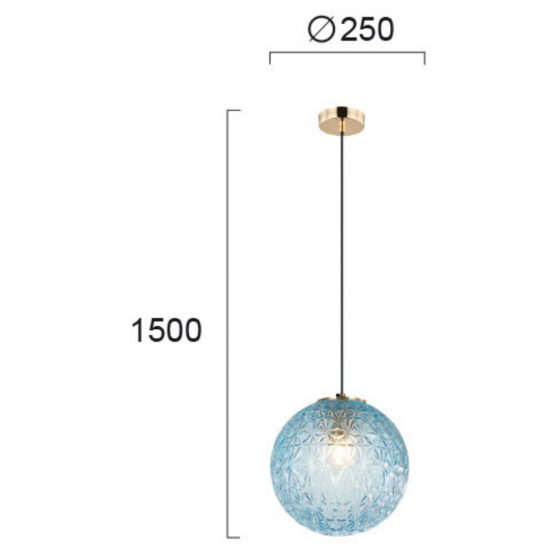 ASPA ΜΟΝΟΦΩΤΟ ΚΡΕΜΑΣΤΟ ΓΥΑΛΙΝΟ ΦΩΤΙΣΤΙΚΟ ΜΠΛΕ Φ25cm