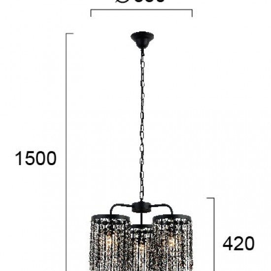 ΚΡΕΜΑΣΤΟ ΦΩΤΙΣΤΙΚΟ 3ΦΩΤΟ JULIANNA D55X150CM