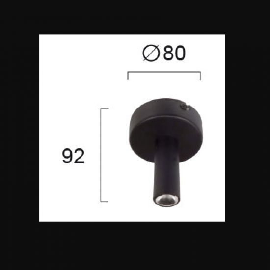 DUCT ΣΠΟΤ ΟΡΟΦΗΣ LED ΑΛΟΥΜΙΝΙΟ ΜΑΥΡΟ Φ8xH9,2cm