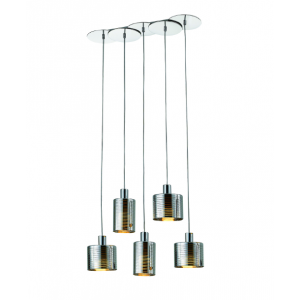 CHARLOTTE 5ΦΩΤΗ ΚΡΕΜΑΣΤΗ ΡΑΓΑ ΓΥΑΛΙ ΓΚΡΙ 66x20xH147cm