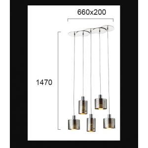 CHARLOTTE 5ΦΩΤΗ ΚΡΕΜΑΣΤΗ ΡΑΓΑ ΓΥΑΛΙ ΓΚΡΙ 66x20xH147cm