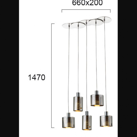 CHARLOTTE 5ΦΩΤΗ ΚΡΕΜΑΣΤΗ ΡΑΓΑ ΓΥΑΛΙ ΓΚΡΙ 66x20xH147cm